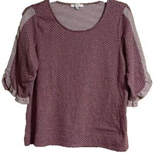 Rose + Olive Women's Blouse 3X Purple Polka Dot Print